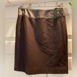 Petite Sophisticate Brown Mini Skirt with Buckle Details
